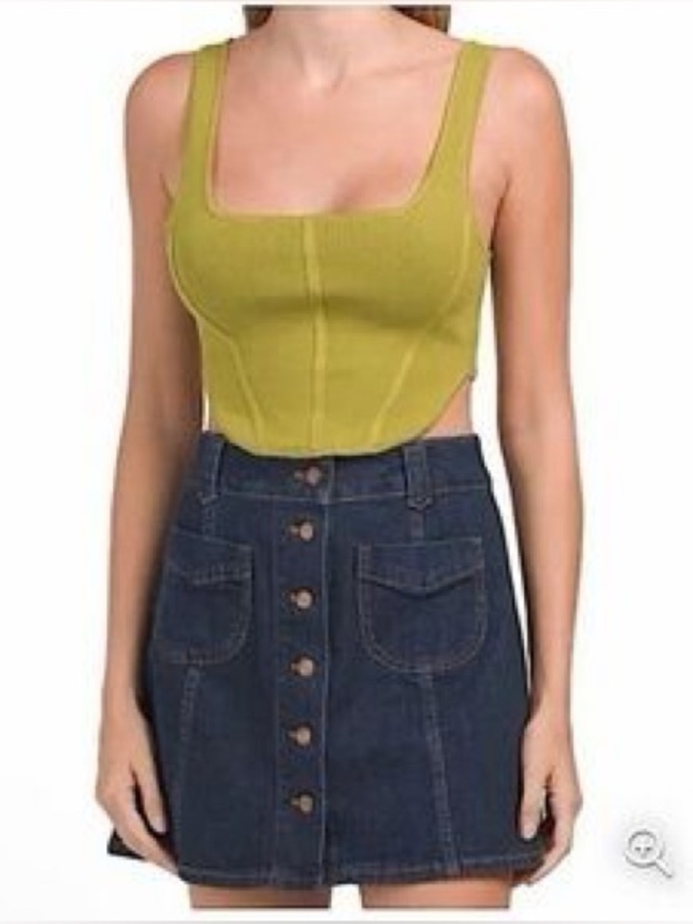 House of Harlow Corset Front Crop Top Womens M Preppy 90s